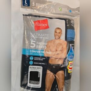 Hanes Men's 5pk ComfortBlend Tagless Briefs - Black and Blue Size L